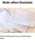 Stacked 8 Pcs Clear Furniture Shims With Non Slip Threaded Level Wedges on wood surface