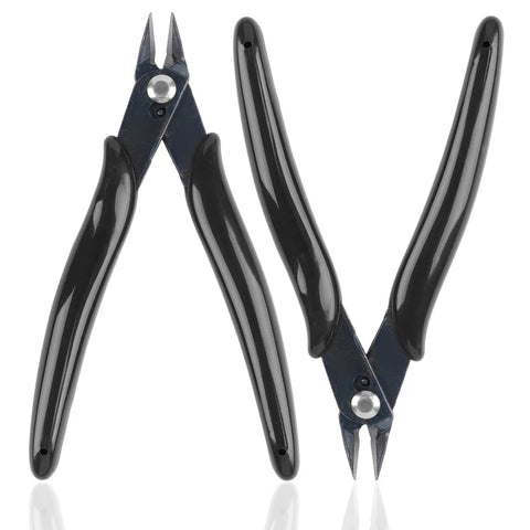 Two Pack Micro Wire Cutters 5 Inch Flush Cutters Pliers Diagonal Side Cutters Nippers For Electronics Zip Tie Sprue Cutter Plastic Models