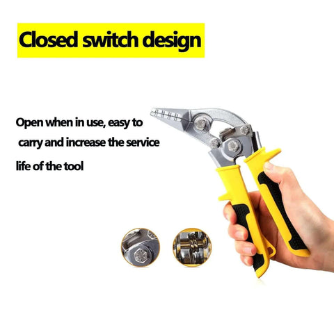 Person holding 3 Inch Hand Seamer For Sheet Metal Heavy Duty Bender And Flattener Pliers With Curved Jaws Anti Slip Handles