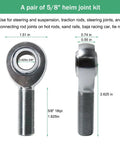 Bulletproof Heavy Duty 5/8 Inch Heim Joint Rod End Kit For Custom Track Bars And Dirt Roader Chassis Builds Knockout Suspension Linkage With Precision 18 Tpi Split Shaft Design, showing dimensions of a pair.