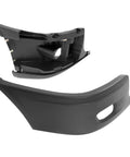 2-piece front bumper end cap and reinforcement for Freightliner Cascadia passenger side, black plastic