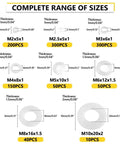 Must Have Plastic Washers Set With 1200 Pcs Nylon Insulating Spacers M2 To M10 White Gasket Kit For Electrical Wiring Repairs And DIY Projects Perfect For Home DIYers Hobbyists And Pro Electricians To Prevent Shorts, size chart