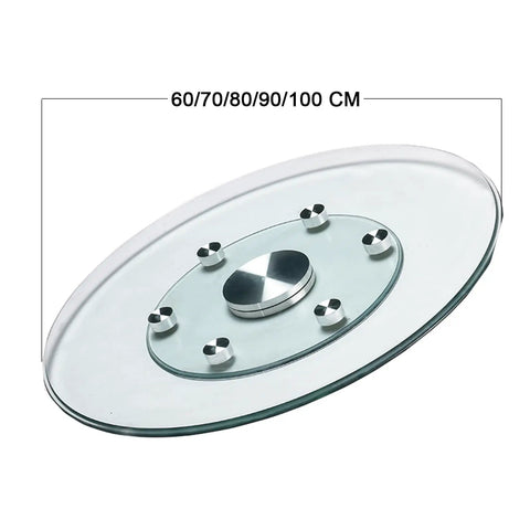 Tempered Glass Lazy Susan Turntable with Aluminum Swivel Bearing, Extra Large 100cm, Transparent Round Serving Tray