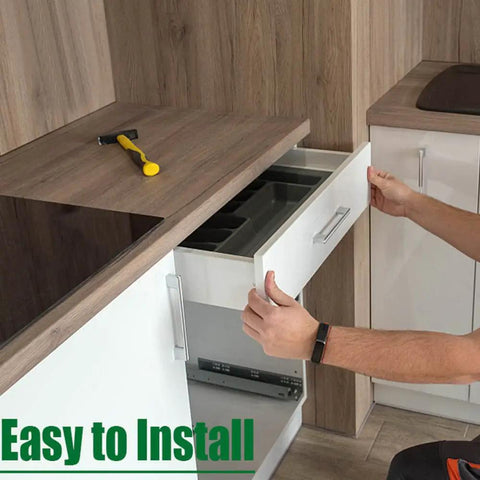 Person installing a drawer with Undermount Drawer Slides 12 Inch Full Extension Soft Close Concealed Runners Set