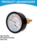 Dual Display Boiler Gauge Kit With 2.5 Inch Dial That Reads Pressure And Temperature, 0 To 75 PSI And 70 To 320 Fahrenheit