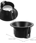 Operitacx Black Metal MR16 Downlight Housing, Fits 1.57" Cut-Out, 3.3" OD, close-up view showing depth and mounting clips.
