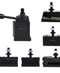 Six Piece AXA Wedge Type Quick Change Tool Post Set For Lathe 12 Inch Swing Dia Includes 250-111 250-101 250-102 250-104 250-107 250-110