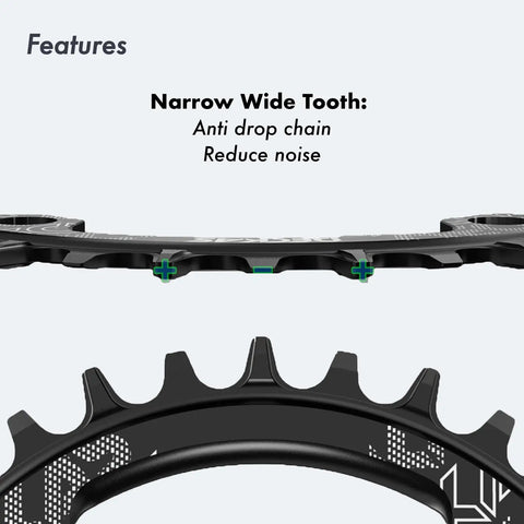 Direct Mount Oval Chainring For Sram GXP Interface Crankset 3mm Offset Aluminum 7075 Lightweight 30 32 34 36 38T Boost detail