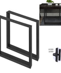 Heavy Duty Black Iron Square Tube Table Legs 16 Inches High And Wide For DIY Rustic Furniture Coffee Table Benches Set Of 2 Industrial Style Steel Construction Easy Install Built To Last.