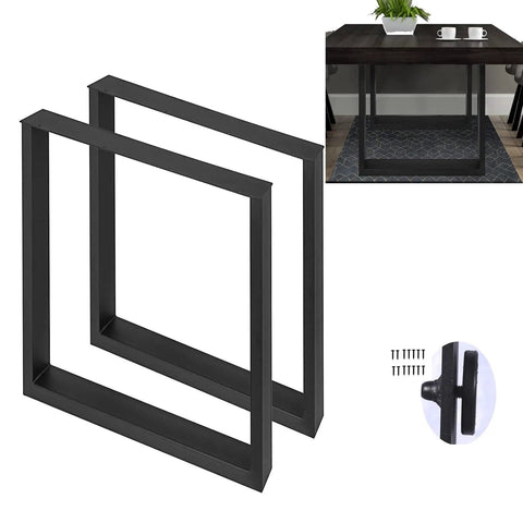 Heavy Duty Black Iron Square Tube Table Legs 16 Inches High And Wide For DIY Rustic Furniture Coffee Table Benches Set Of 2 Industrial Style Steel Construction Easy Install Built To Last.