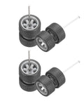 Four Pack 1 64 Scale Wheel And Tire Set With Real Riders Rims Includes Axles For RC Diecast Cars Diy Model Upgrades Ideal For Customizing Modding And Upgrading Toy Vehicles Gray Rims