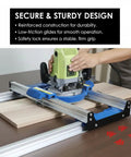 Router Sled Aluminum Alloy Flattening Jig With Precise Rail And Low Friction Slide in use on workbench with wood board