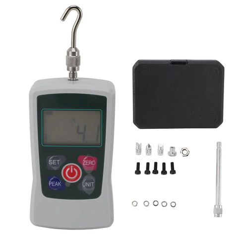 Portable Digital Force Tester With Aluminum Alloy Frame Push Pull Dynamometer Ranging From 20 To 200 Newtons Great For Material Mechanics Product Development Lab Testing And On Site Quality Control, with hook and case