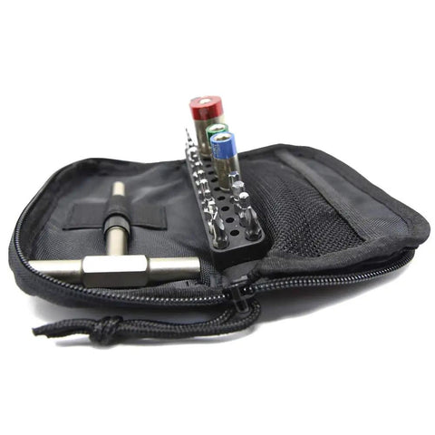 Field Ready Torque Limiter Kit With 65 In-Lbs, 25 In-Lbs, And 15 In-Lbs For Quick Field Adjustments, open in zippered case.