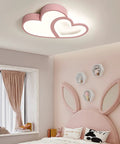 Heart Shaped LED Ceiling Light For Bedroom With Remote, 35W Energy Saving Acrylic Lamp, 55cm Diameter Pink Cartoon Kids Room Decor
