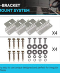 Z-bracket mounting system for All In One 400W 12V RV Solar Kit with bolts and washers included, shown on mounting surface.