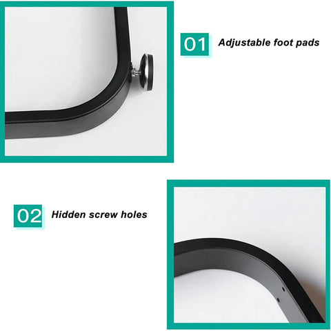 Industrial Black Metal Arc Shaped Table Legs Set of 2 28 Inch showcasing adjustable foot pads and hidden screw holes.