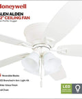 Close-up view of Glen Alden 52 Inch Classic Flush Mount Indoor LED Ceiling Fan With Light And Pull Chain Quick 2 Hang