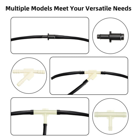 ZAVOOS 159-piece automotive vacuum connector kit with nylon Tee fittings and black tubing; front and close-up views