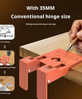 Cabinet Door Hinge Spacer With Scale For Precise Alignment And Quick Mounting, strong magnetic hinge jig on wooden door edge.