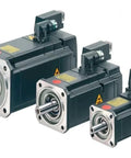 Three CHUNYE servo motors with gearboxes, dark gray housings, front view.