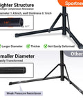 Comparison of stand structures showing thicker and stable triangular base for Foldable Bike Repair Stand With Height Adjustable Arm