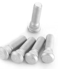 5 Pack Garage Grade Wheel Studs And Tire Lug Nuts M12 X 1.5 Extended Hub Bolts Rust Proof Auto Hardware Built Tough For No Fuss Swaps And Daily Driver Ready Silver, showing four bolts with threaded design.