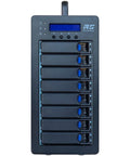 Heavy Duty 8 Bay Thunderbolt 3 Raid Enclosure Supporting Full Raid Arrays With 40 Gbps Bandwidth Dual Usb Type C Ports And Hot Swappable Trays, front view showing eight drive bays.