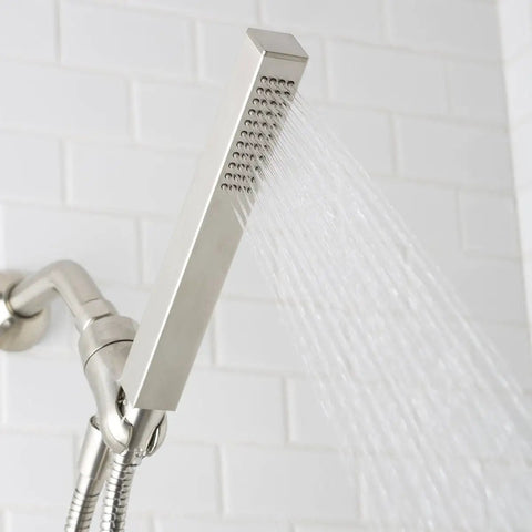 Kubos Hand Shower Wand With 44 Spray Patterns, 2.5 GPM Flow, Brushed Nickel Finish, Modern Detachable Showerhead spraying water