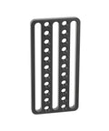 Heavy Duty Aluminum Cheese Mounting Plate With 1/4 Inch 20 Threads And Slots For Diy Video Photography Rig Accessories Built Tough Camera Adapter No Fuss Setup 3648, shown at an angle with threaded holes.