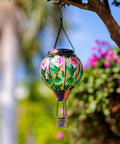 Hummingbird Hot Air Balloon Solar Lantern Outdoor Hanging Light With Flickering Flame Metal And Glass Waterproof Lanterns For Patio Yard Garden Decor Solar Powered Lit Glow Lighting