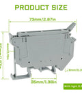 Side view of LED Indication Fuse Holder Terminal Block For DIN Rail 24V DC Screw Clamp, grey, 6.3A 800V, with dimensions.