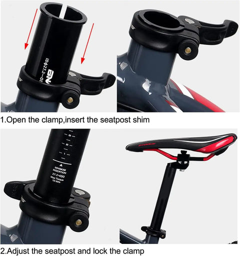 Installing Must Have 100mm Aluminum Seatpost Shim Reducer Sleeve For Mountain Bikes CNC Machined 6061 Alloy on black seatpost