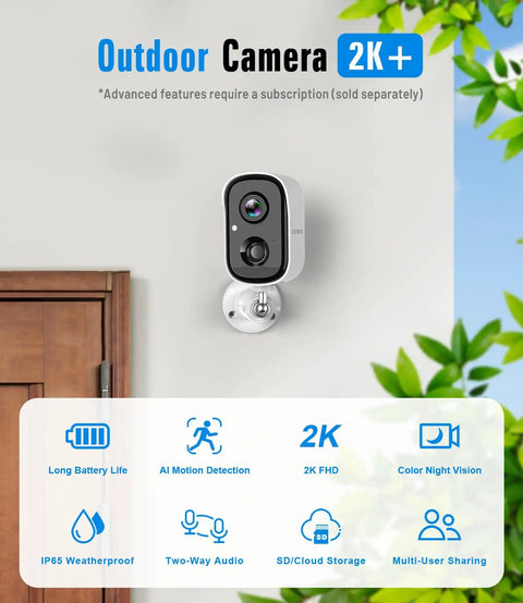 Mounted Wireless Outdoor Security Cam System With 2K HD Color Night Vision, AI Motion Detection, Spotlight Siren Alarm in use