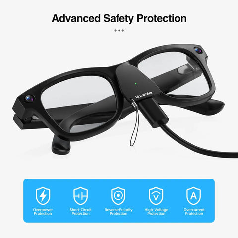 Must Have Charging Adapter For Meta Glasses Gen 1/2 Wayfarer Skyler Headliner HSTN USB C Port LED Indicator 2 Pack