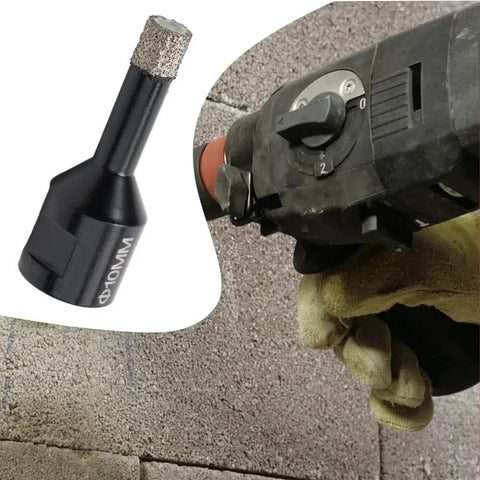 Pro Max M14 Thread Brazed Diamond Core Bit for Hole Openers Vacuum Cutters 18mm size used with an angle grinder on brick.