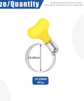 Adjustable hose clamps set with yellow handle, 19-29mm, 9pcs, stainless steel, ideal for plumbing and mechanical projects.