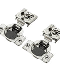 20 Pack 10 Pairs Three Quarter Inch Overlay Satin Nickel Soft Close Cabinet Hinges With No Fuss Installation And Smooth As Butter Swing Action For Quick Home Refresh Projects, detailed view of brushed nickel hinges.