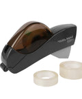 Dead Simple One Handed Automatic Tape Dispenser With Concealed Safety Cutter And Smooth Portable Grip For Quick Office Or Home Packing Tasks Includes Two Bonus Gray Rolls and two rolls of tape.