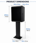 Beast Mode Weatherproof Ev Charger Enclosure With Premium Heavy Duty Pedestal Stand And Secure Combo Lock dimensions on display.