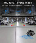 Dual 1080P Front And Rear Mirror Dash Cam With Night Vision, 10 Inch Full Touch Screen displaying reverse parking view