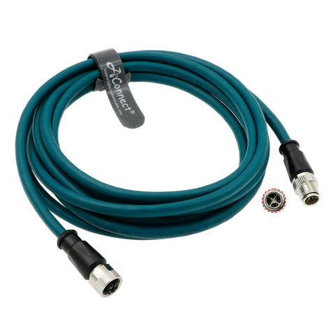 Coiled M12 X Code 8 Pin Male To Female Industrial Sensor Connector Cable Waterproof Shielded High Flex 2 Meter Length for Cognex