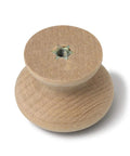 Unfinished Round Wood Drawer Knob, Mushroom Shape, 36mm Diameter, Top View, Unstained Cabinet Hardware, Ready to Paint or Stain