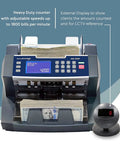 Beefy Heavy Duty Bill Counter Machine With UV And Magnetic Counterfeit Detection, 300 Bill Hopper, external display shown