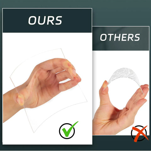 Comparison of 20 Pack 4.5 By 5.25 Inch Clear Welding Lenses, 0.04 Inch Thick, highlighting clarity and flexibility of helmet lenses