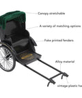 Retro Alloy Rickshaw Model Miniature Decor showcasing legit vintage charm and dope zinc construction in black, featuring a stretchable canopy.