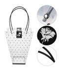 Plastic Flower Bouquet Bag With Handle For Floral Arrangements And Weddings, rose design and dotted transparent material