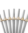 T8 Lead Screw 8mm Diameter For 3D Printers With Copper Nut, 100 to 600mm Lengths, Lead Options 1 2 4 8 10 12mm, Includes 1 Lead Screw And 1 Brass Nut