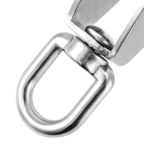 Close-up of a swivel eye on M50 Single Pulley Block 4 Pack Heavy Duty Stainless Steel Pulley System With 881 Lb Load Capacity