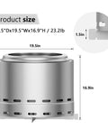 Smokeless Outdoor Fire Pit 19.5 Inch With Removable Ash Pan, Steel Portable Fire Pit dimensions diagram with measurements